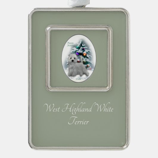 West Highland White Terrier Christmas Rahmen-Ornament Silber (Vorderseite)