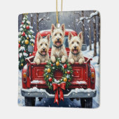 West Highland White Terrier Christmas Red Truck Keramikornament (Links)