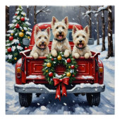 West Highland White Terrier Christmas Red Truck Poster (Vorderseite)