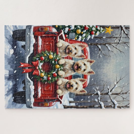 West Highland White Terrier Christmas Red Truck Puzzle (Horizontal)
