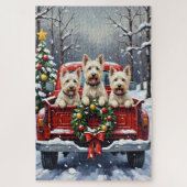 West Highland White Terrier Christmas Red Truck Puzzle (Vertikal)