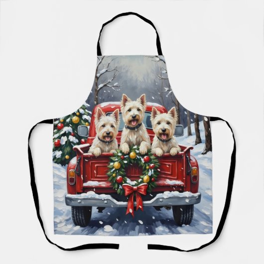 West Highland White Terrier Christmas Red Truck Schürze (Vorderseite)