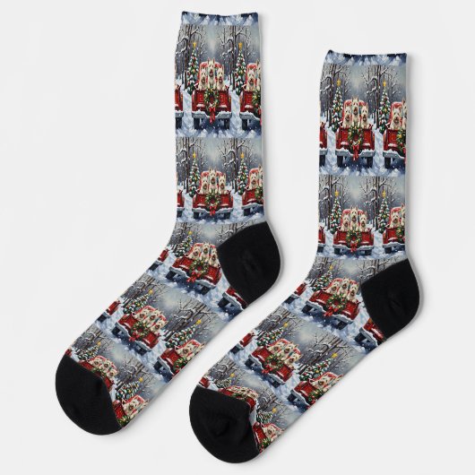 West Highland White Terrier Christmas Red Truck Socken (Linkes Detail)