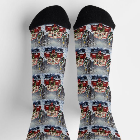 West Highland White Terrier Christmas Red Truck Socken (Oben)