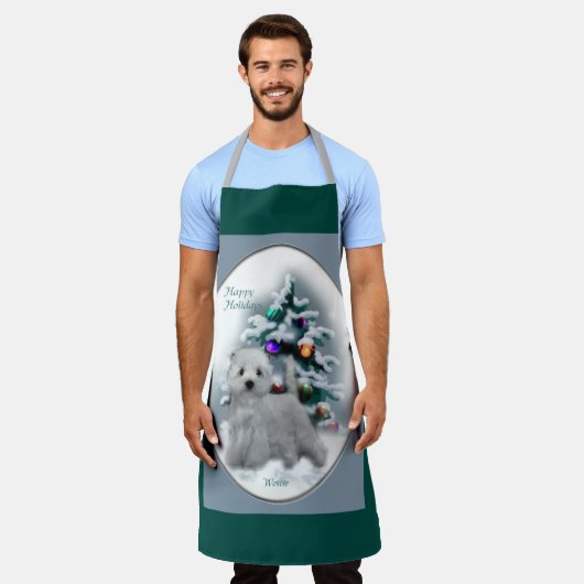 West Highland White Terrier Christmas Schürze (Getragen)