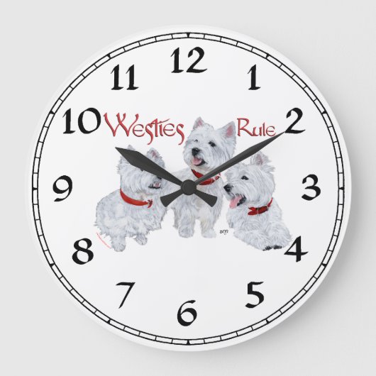 West Highland White Terrier Clock Große Wanduhr (Vorderseite)