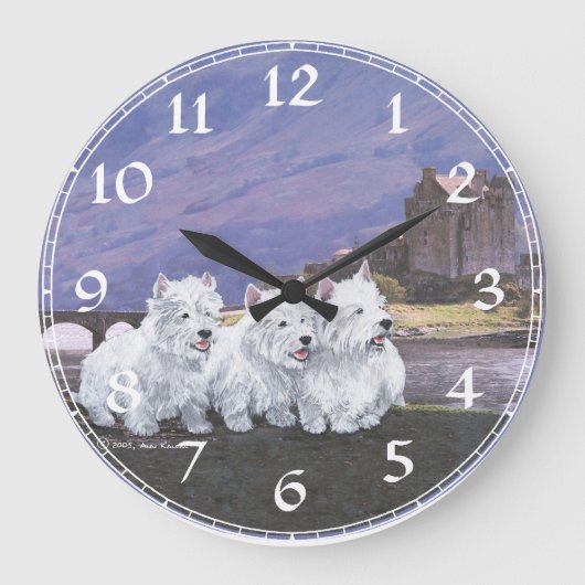 West Highland White Terrier Clock Große Wanduhr (Vorderseite)