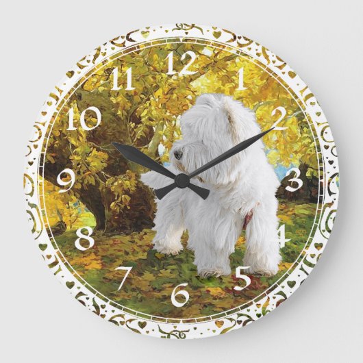 West Highland White Terrier Clock Große Wanduhr (Vorderseite)