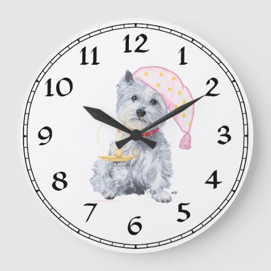 West Highland White Terrier Clock Große Wanduhr (Vorderseite)