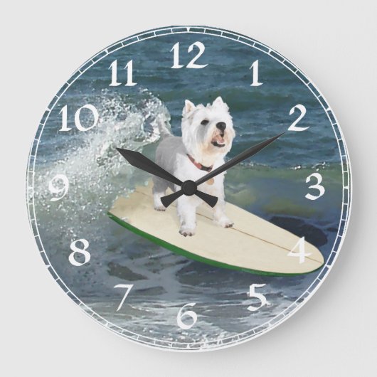 West Highland White Terrier Clock Große Wanduhr (Vorderseite)