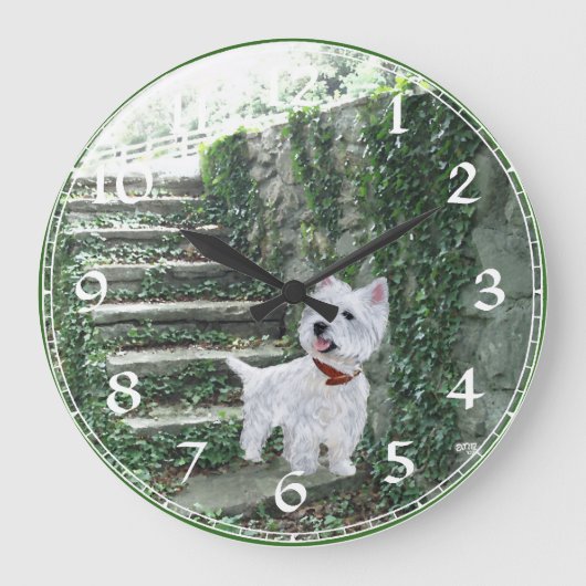 West Highland White Terrier Clock Große Wanduhr (Vorderseite)