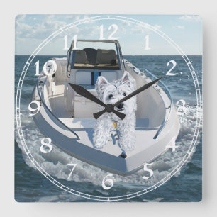 West Highland White Terrier Clock Quadratische Wanduhr