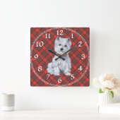 West Highland White Terrier Clock Quadratische Wanduhr (Zuhause)