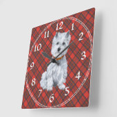 West Highland White Terrier Clock Quadratische Wanduhr (Winkel)