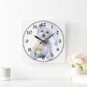 West Highland White Terrier Clock Quadratische Wanduhr (Zuhause)