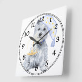 West Highland White Terrier Clock Quadratische Wanduhr (Winkel)