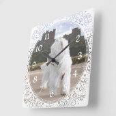 West Highland White Terrier Clock Quadratische Wanduhr (Winkel)