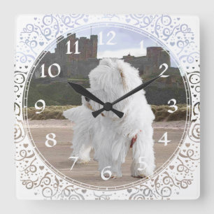 West Highland White Terrier Clock Quadratische Wanduhr
