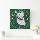 West Highland White Terrier Clock Quadratische Wanduhr (Zuhause)