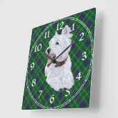 West Highland White Terrier Clock Quadratische Wanduhr (Winkel)