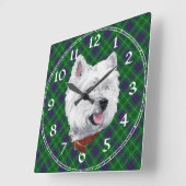 West Highland White Terrier Clock Quadratische Wanduhr (Winkel)
