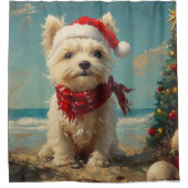 West Highland White Terrier Dog Christmas Beach Duschvorhang (Vorderseite)