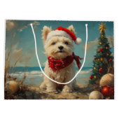 West Highland White Terrier Dog Christmas Beach Große Geschenktüte (Rückseite)