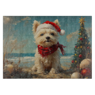 West Highland White Terrier Dog Christmas Beach Schneidebrett