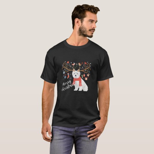 West Highland White Terrier Dog Christmas Westie T T-Shirt (Vorne ganz)