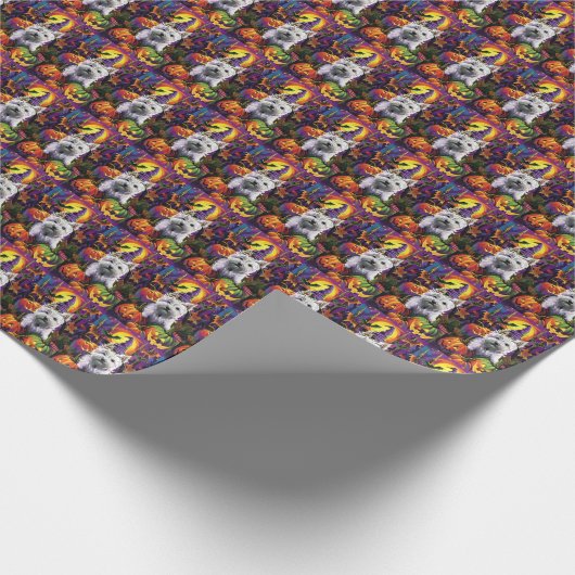 West Highland White Terrier Dog Halloween Hexe Geschenkpapier (Ecke)