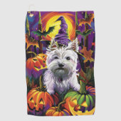 West Highland White Terrier Dog Halloween Hexe Golfhandtuch (Vorderseite)