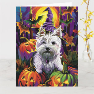 West Highland White Terrier Dog Halloween Hexe Karte