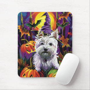 West Highland White Terrier Dog Halloween Hexe Mousepad