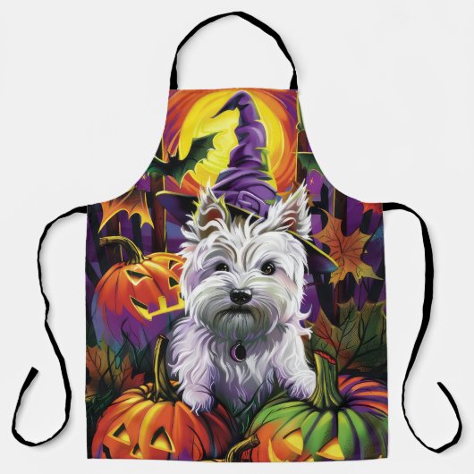 West Highland White Terrier Dog Halloween Hexe Schürze (Vorderseite)