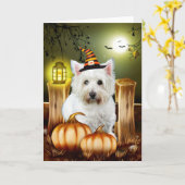 West Highland White Terrier Dog Halloween Karte (Gelbe Blume)
