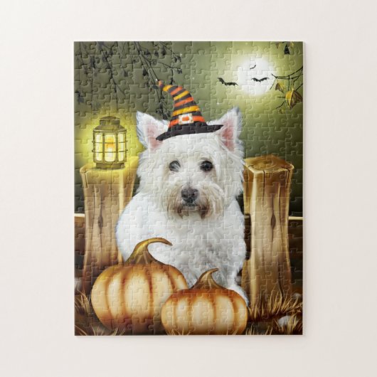 West Highland White Terrier Dog Halloween Puzzle (Vertikal)