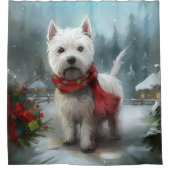 West Highland White Terrier Dog in Snow Christmas Duschvorhang (Vorderseite)