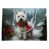 West Highland White Terrier Dog in Snow Christmas Große Geschenktüte (Vorderseite)