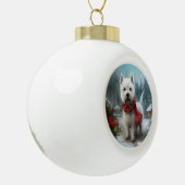 West Highland White Terrier Dog in Snow Christmas Keramik Kugel-Ornament (Links)