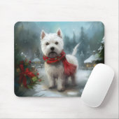 West Highland White Terrier Dog in Snow Christmas Mousepad (Mit Mouse)