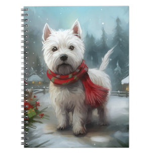 West Highland White Terrier Dog in Snow Christmas Notizblock