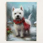 West Highland White Terrier Dog in Snow Christmas Planer (Vorderseite)