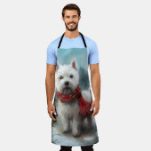 West Highland White Terrier Dog in Snow Christmas Schürze (Getragen)