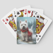 West Highland White Terrier Dog in Snow Christmas Spielkarten (Rückseite)