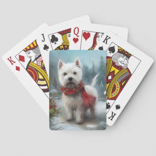 West Highland White Terrier Dog in Snow Christmas Spielkarten (Rückseite)