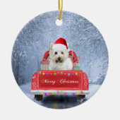 West Highland White Terrier Dog in Snow Keramik Ornament (Vorne)