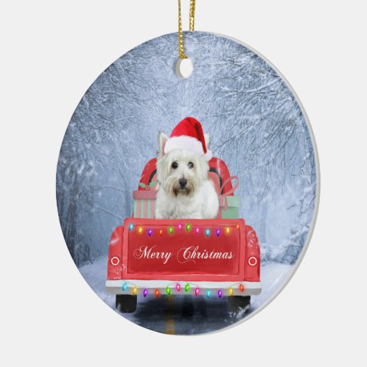 West Highland White Terrier Dog in Snow  Keramik Ornament (Links)