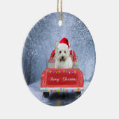 West Highland White Terrier Dog in Snow LKW Keramik Ornament (Rechts)