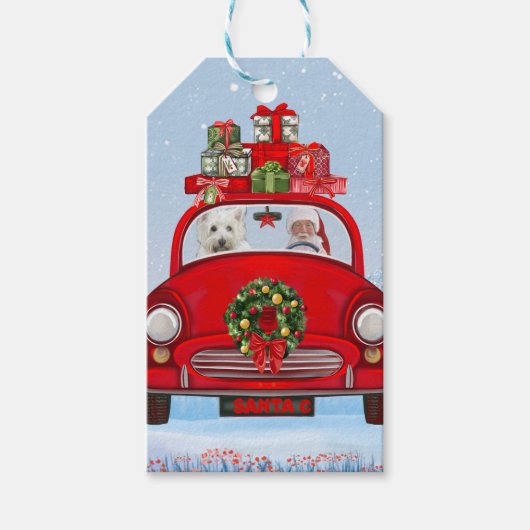 West Highland White Terrier Dog mit dem Weihnachts Geschenkanhänger (Vorderseite)