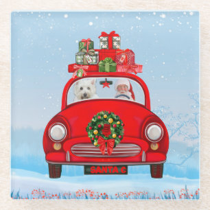 West Highland White Terrier Dog mit dem Weihnachts Glasuntersetzer